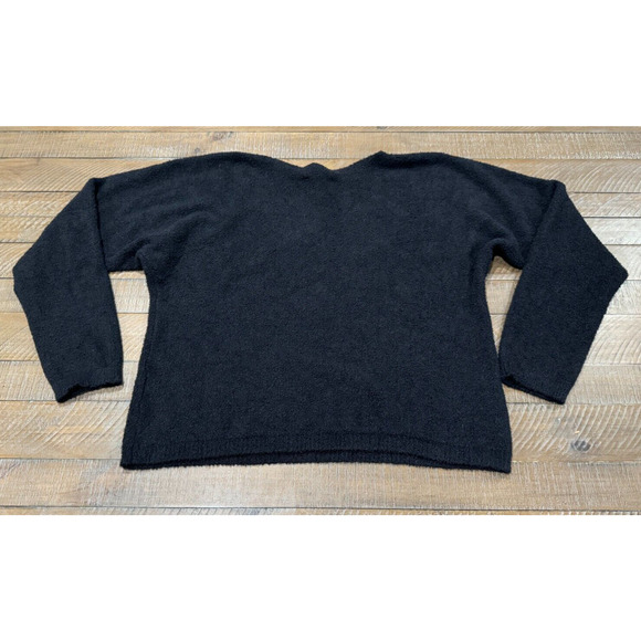 Rachel Zoe Black Fuzzy Pullover Sweater - Women's Size L - Picture 1 of 8